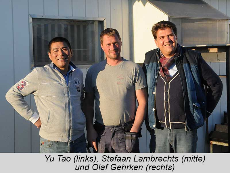 Yu Tao (links), Stefaan Lambrechts (mitte) und Olaf Gehrken (rechts)